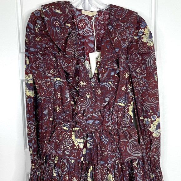 ULLA JOHNSON Lola Floral Cotton Ruffle Mini Dress NEW Heliotrope Size 8 - Picture 4 of 16